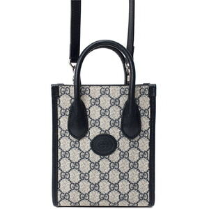 Gucci Interlocking G Tote Bag GG Supreme canvas leather Beige Blue